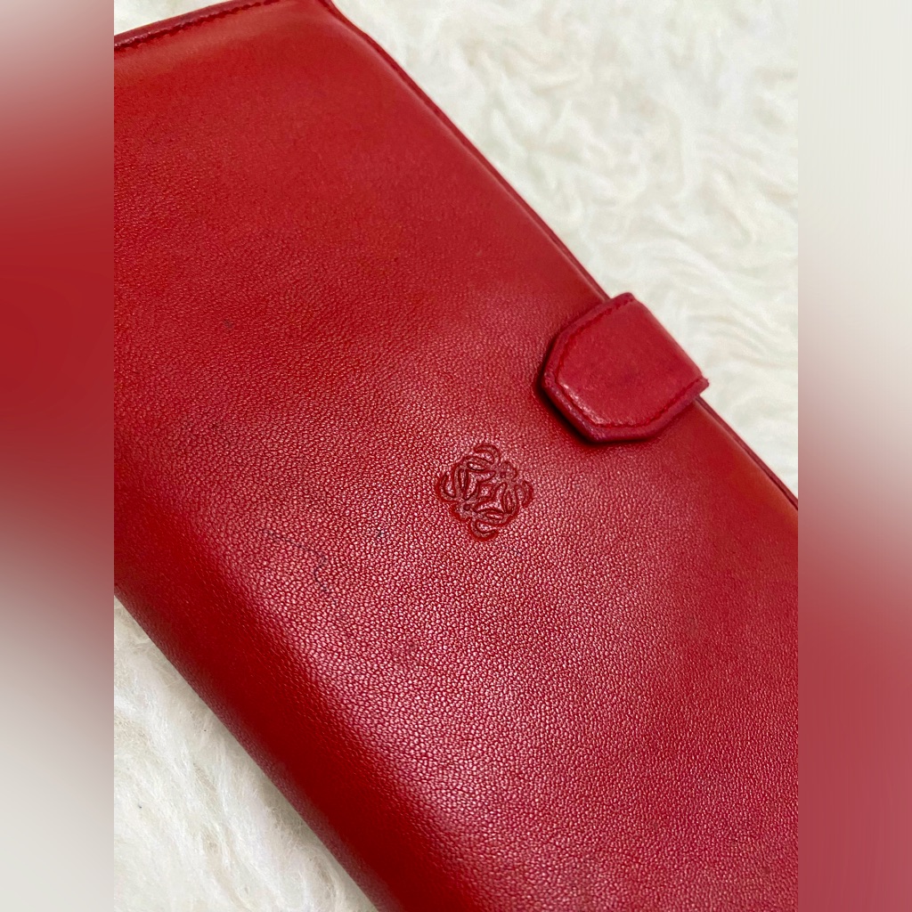Loewe Anagram Embossed Wallet Red